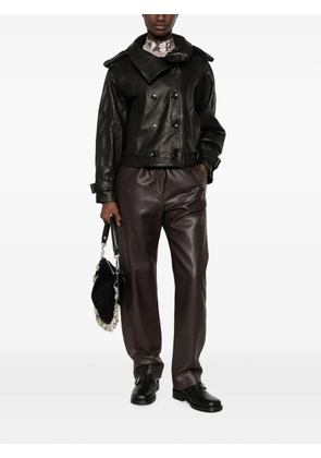 Giorgio Brato double-breasted leather jacket - Black
