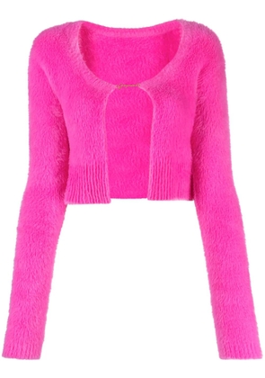 Jacquemus La Maille logo-charm cropped knitted cardigan - Pink