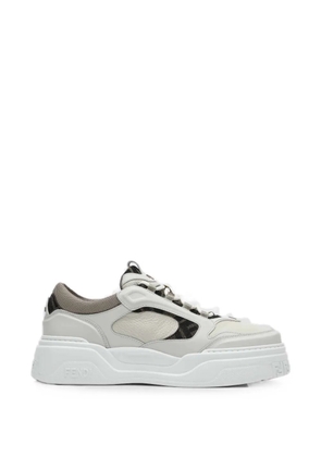 FENDI monogram-pattern panelled sneakers - White