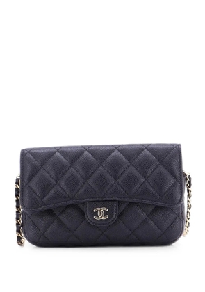CHANEL Pre-Owned Classic Flap Phone Holder with Chain Quilted Caviar clutch bag - Black