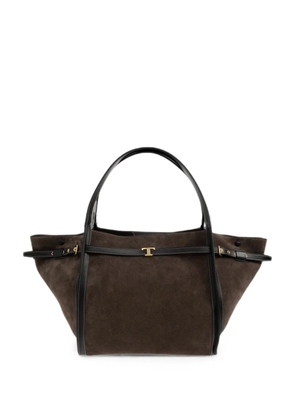 Tod's T Timeless calf suede tote bag - Brown