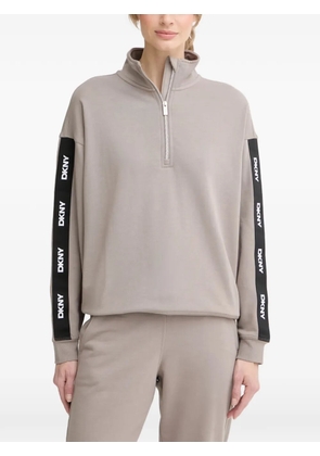 DKNY logo-tape quarter-zip sweatshirt - Neutrals