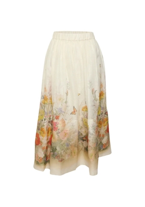 ZIMMERMANN Tranquillity floral-print skirt - Neutrals