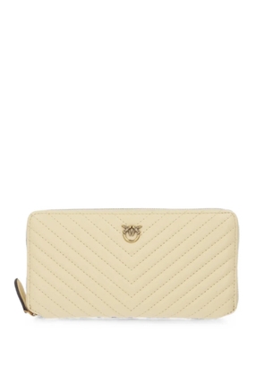 PINKO Love Birds chevron-quilted wallet - Neutrals