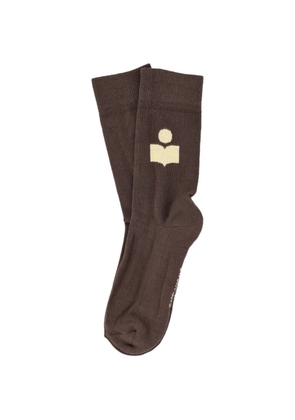 ISABEL MARANT logo-intarsia socks - Brown