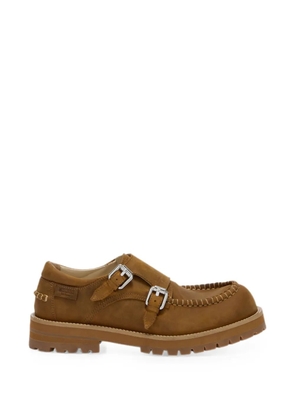 Moschino buckle-strap whipstitch boat shoes - Brown