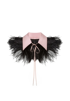 La DoubleJ La Scala feather-trim shirt collar - Black