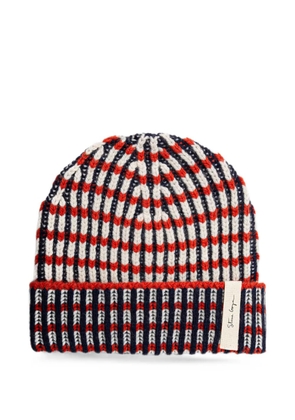 Stine Goya check-knit turn-up beanie hat - Blue