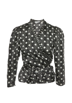 SANDRO printed wrap-style blouse - Black