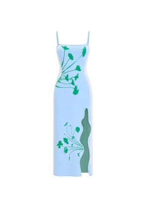 PH5 iris flower-print wavy-slit maxi dress - Blue