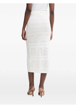 TWINSET pointelle-knit pencil midi skirt - White