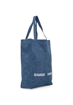 SAMSOE SAMSOE logo-print denim tote bag - Blue