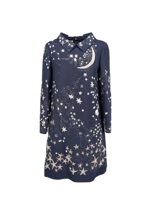 Valentino Pre-Owned celestial-print long-sleeve mini dress - Blue