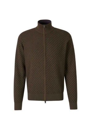 Brioni Trama weave zip-through cardigan - Brown