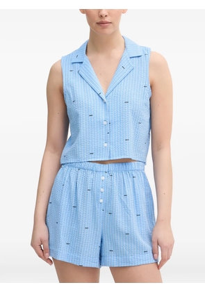 DKNY logo-print seersucker pajamas - Blue