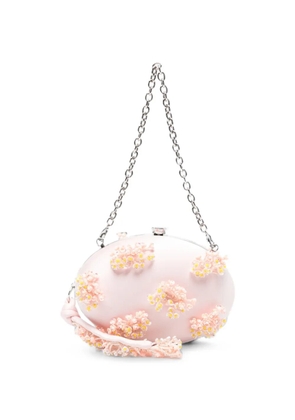 Self-Portrait floral-embellished clutch bag - Pink