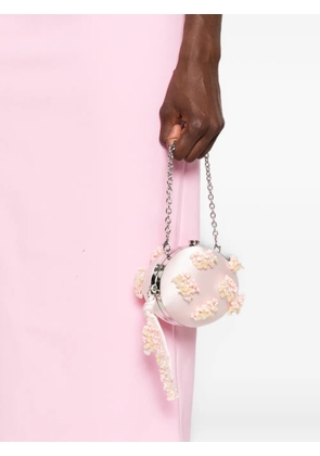 Self-Portrait floral-embellished clutch bag - Pink