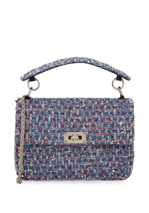 Valentino Garavani Rockstud Spike tweed tote bag - Blue