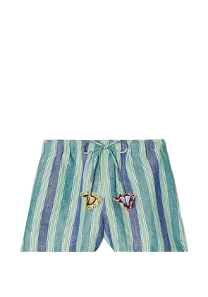 Tory Burch striped linen shorts - Blue
