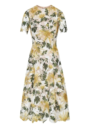 Oscar de la Renta Chrysanthemum Guipure midi dress - Yellow