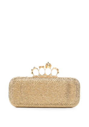 Alexander McQueen long Knuckle crystal-embellished clutch bag - Gold