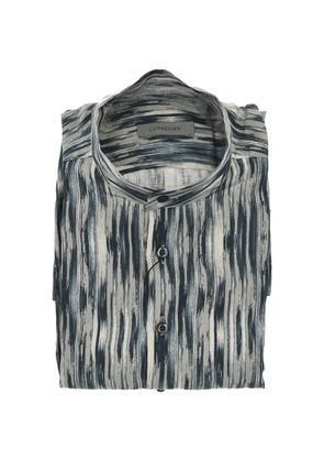 Corneliani patterned mandarin-collar shirt - Blue
