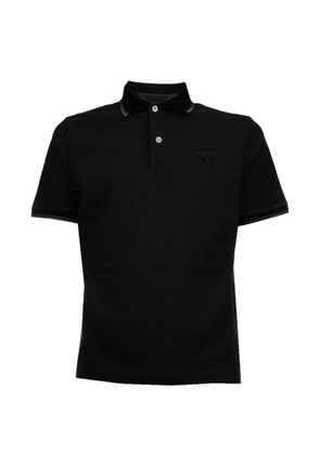 Prada logo-patch short-sleeve polo shirt - Black