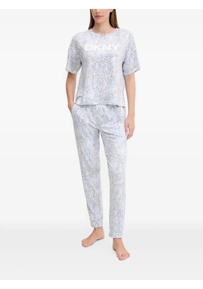 DKNY logo-print leopard-pattern pajamas - Blue