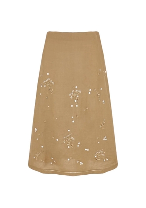 Lorena Antoniazzi embroidered elasticated-waist midi skirt - Neutrals