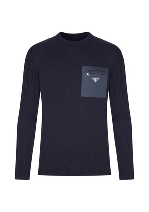 Prada Re-Nylon pocket ribbed-knit sweater - Blue
