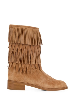 Aquazzura fringed tiered ankle boots - Neutrals