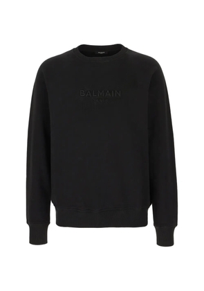Balmain logo-embroidered cotton sweatshirt - Black