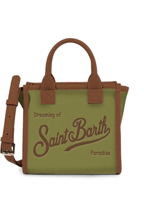 MC2 Saint Barth logo-embroidered calf leather-trim tote bag - Green