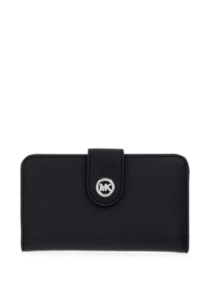 Michael Michael Kors logo-plaque pebbled wallet - Black
