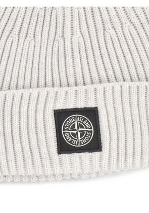 Stone Island logo-patch beanie hat - Grey