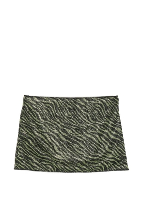 Oséree Animalier zebra-print mini beach skirt - Green