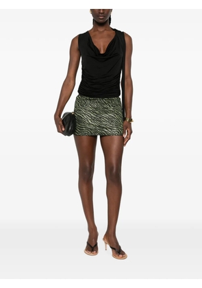 Oséree Animalier zebra-print mini beach skirt - Green