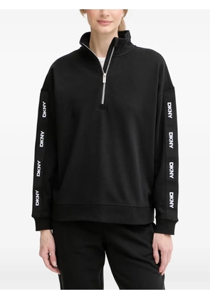 DKNY logo-tape quarter-zip sweatshirt - Black