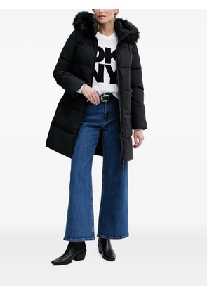 DKNY faux-fur-trim hooded coat - Black