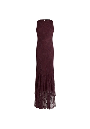 ETRO long dress in cotton-blend burnout jersey with paisley motif - Red