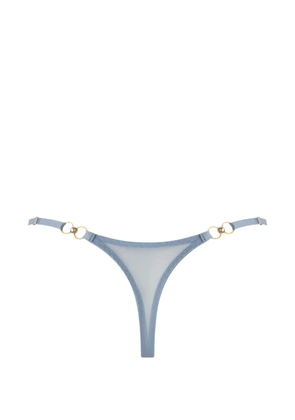Bordelle Pearl Strap embroidered thong - Blue