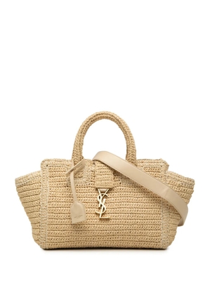 Saint Laurent Pre-Owned 2018 Baby Raffia Monogram Downtown Cabas satchel - Neutrals