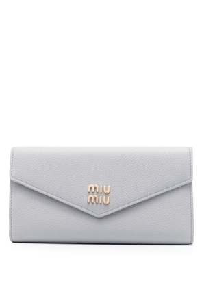 Miu Miu logo-lettering leather wallet - Blue