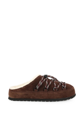 Prada shearling-lined lace-up mules - Brown