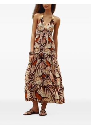 FARM Rio shell-embellished printed maxi dress - Brown