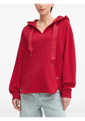 Joop! Tristani logo-drawstring V-neck hoodie - Red