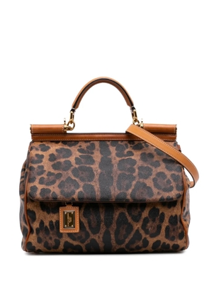 Dolce & Gabbana Pre-Owned 2000-2026 Large Leopard Print Coated Canvas Miss Sicily satchel - Brown