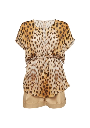 Roberto Cavalli Vintage leopard-print shorts set - Neutrals