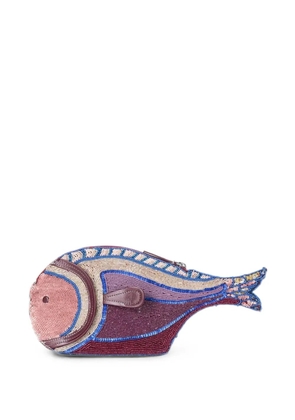 STAUD Pesce bead-embellished clutch bag - Purple
