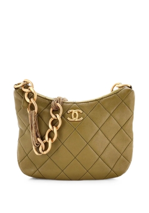CHANEL Pre-Owned CC Mixed Chain Link Zip Quilted Lambskin hobo bag - Green